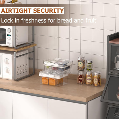 Counter, Bread Box with Ice Chilled Condiment Caddy, Portable Airtight Storage Container with Lid Handle for Kitchen