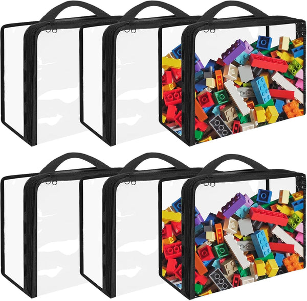 6 Pack Extra Large Toy Storage Bags, Waterproof PVC Organizing Bags with Zipper for Toys, Books, and Board Games