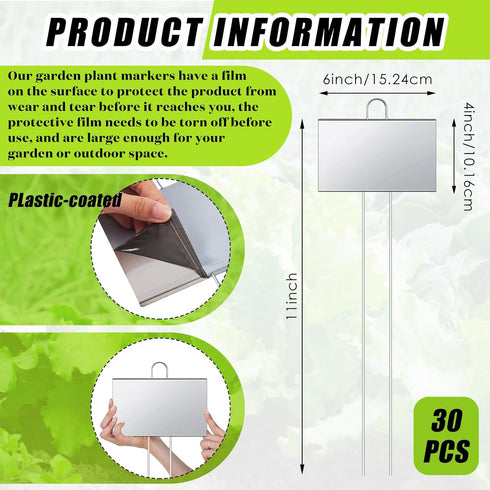 30 6'' 4'' 11'' Landhoow Pcs Large Garden Plant Markers Metal Plant Labels Sign x with Stake Weatherproof Waterproof