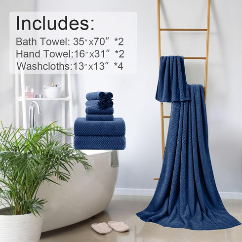 8-Piece Set,2 Sheet,2 4 600 Set,Highly Navy Bath Towels Oversized Large Bath Towels Hand Towels and Washcloths - GSM