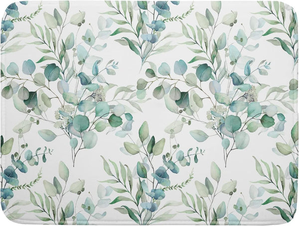 Watercolor Sage Leaves Dish Drying Mats - 16x18 Inch Kitchen Accessories