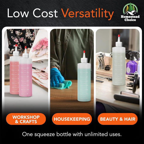 7-Pack Plastic Squeeze Bottles for Sauces, 16oz, BPA Free, with Cap