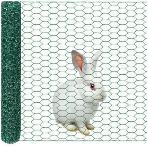 YGGlDUOl 15.7 87 Inches, Chicken Wire, Easy to Shape, x Green PVC Coated Lightweight Galvanized Hexagonal Chicken Wire