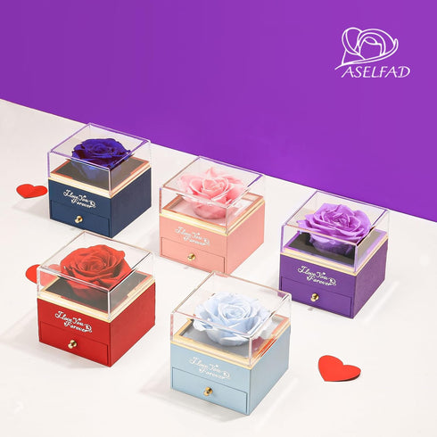 ASELFAD Preserved Real Purple Rose Gifts for Mother's Day, Forever Flowers for Mom, Grandma, Girlfriend, Anniversary