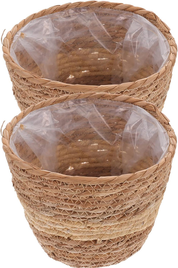 Zerodeko Flower Girl Basket, Woven Seagrass Belly Basket, Rustic Plant Pot for Home Decor, 18cm