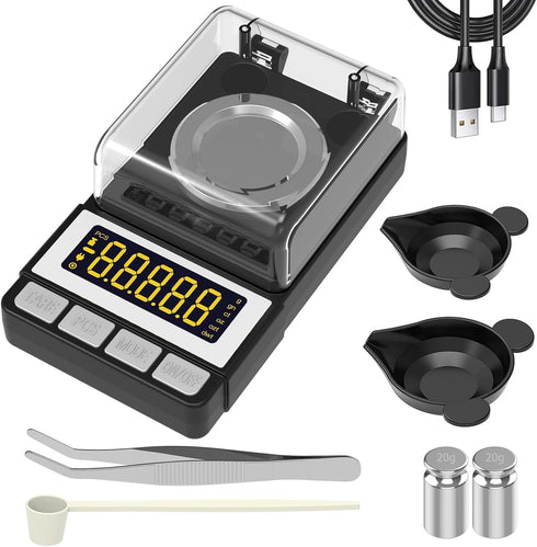 WEIGHTMAN Milligram Scale 50g / 0.001g, High Precision Jewelry Scale with 2X 20g Calibration Weight