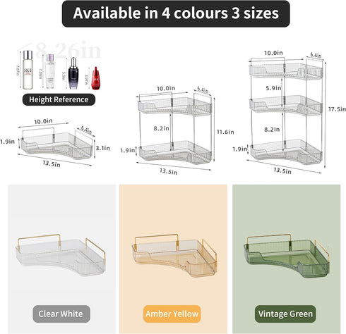 YCIA&DONE Corner Counter Bathroom Organizer, 1 Tier Clear Cosmetic Perfume Tray for Makeup and Skincare
