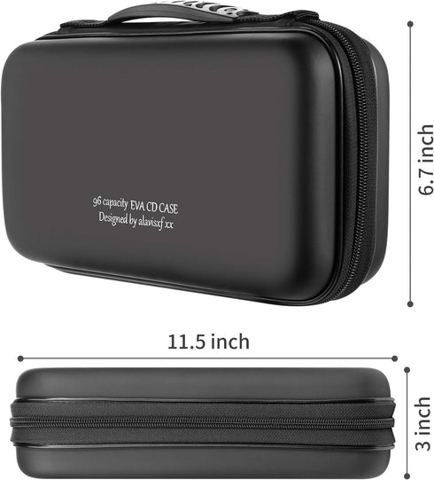 alavisxf xx CD Case, Portable Zipper Holder for 96 Capacity Blu-ray DVD, Disc Storage Organizer Wallet Bag (Black)