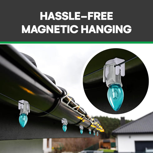 C9 50 Pack (0.7x1.1x0.07) Signs Authority Magnetic Light Clips for Sockets Heavy Duty Outdoor String Light Clips Roof