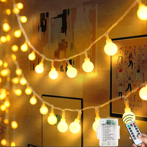 Globe String Lights, 20 Feet 40 LED Fairy Lights Battery Operated with