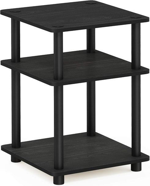 Furinno TURN-N-TUBE Side Table, 3-Tier Square Modern End Table, Open Shelves Nightstand,