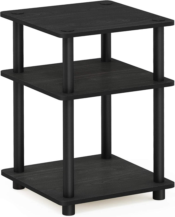 Furinno TURN-N-TUBE Side Table, 3-Tier Square Modern End Table, Open Shelves Nightstand,