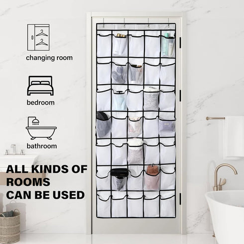 Teikou 35Large 4 Pockets Over The Door Shoe Organizer, Mesh Pockets Shoe Holder Rack, Capacity hanging shoe