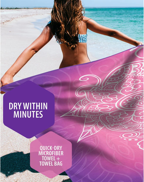4TH 35x78 inches) VENTURE Microfiber Beach Towel: Quick-Dry, Compact, Sand-Free, Absorbent, Sandproof and Lightweight