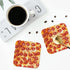 Set 4 Inches Set 6 Marble Coasters Square Leather Drinks Coaster with Holder for Coffee Table Bar Home Decor of (Pizza