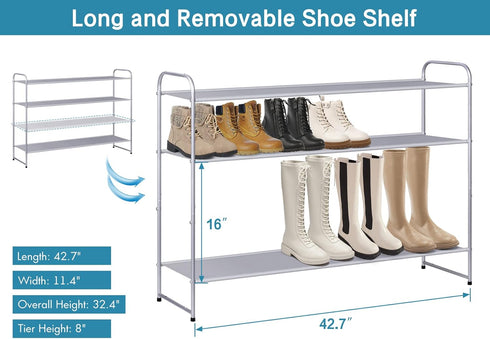 Closet, 30 4 KIMBORA Long Shoe Rack for Pairs Stackable Shoe Storage Organizer Wide Tier Sneaker Shelf for Bedroom