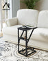 NEFROM ET-D-BK1 C-Shaped End Table, Small Couch Side Table, Sofa TV Tray Table for Living Room, Bedroom, Bedside