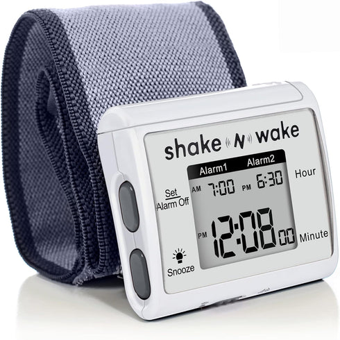 Tech Tools Vibrating Alarm Clock - Shake N Wake Silent Alarm Wristband Watch with Dual Alarms