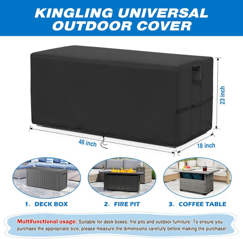 71 (46" 18" 23" Kingling Deck Box Cover, Outdoor Storage Box Cover for Keter Gallon Deck Box, Waterproof Outside Patio