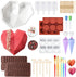 Qefuna Heart Shaped Chocolate Mold Set Includes Round Cylinder Candy Mold,Cavities Heart Mold,Piping