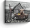 Farmhouse Bathroom Decor Wall Art, Funny Highland Cow in Bathtub, Rustic 12"x16" Framed Bathroom Cow Painting