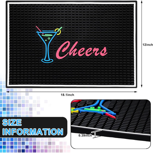 Zhehao Cheers Bar Mat for Bartending 12 x 18 Inch Rubber Bar Mat Counter Top Mat Non Slip Non Spill Bar Mat for Home Bar Countertop Kitchen Counter Restaurants Coffee Stations