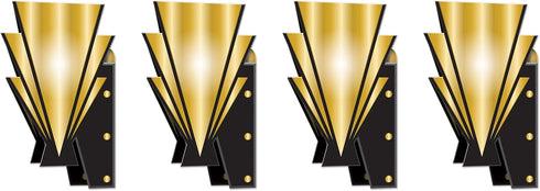 Beistle 3-D Great 20s Wall Sconces 4-Pack Double-Sided Art Deco Cardstock Decorations