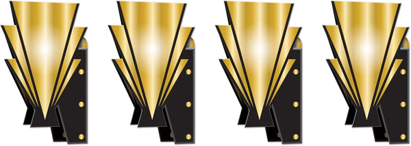 Beistle 3-D Great 20s Wall Sconces 4-Pack Double-Sided Art Deco Cardstock Decorations