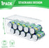 Soda Can Organizer for Refrigerator, Stackable Canned Food Pop Cans Container Can Holder Dispenser with Lid for Fridge Pantry Rack Freezer, Clear Plastic Storage Bins (Holds 10 Cans)