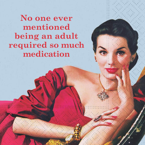 Retro Cocktail Napkin - Funny Boxed Variety Pack, 40 Total Napkins for Women and Men
