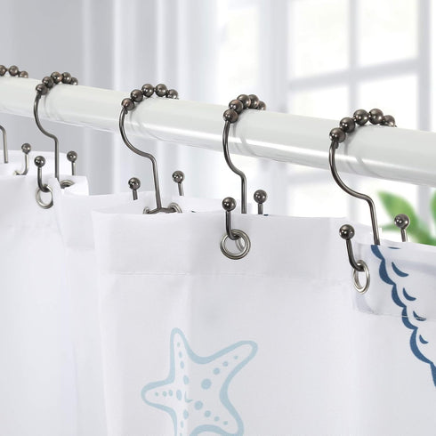 Goowin Shower Curtain Hooks, Rust Proof Stainless Steel Double Shower Curtain Rings for Curtains & Liners (Bronze)