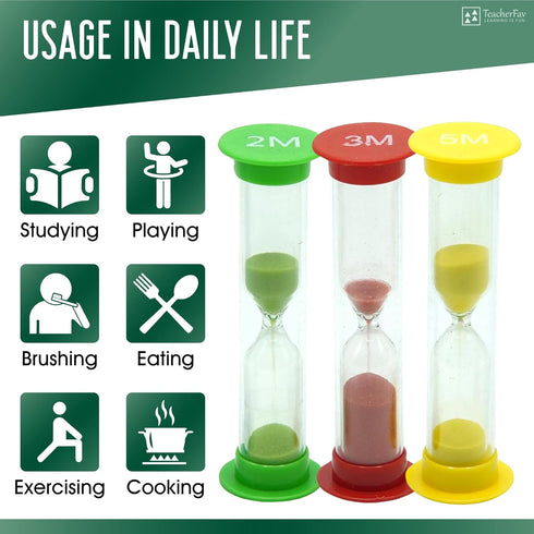 Sand Timer for Kids - Set of 4 Colorful Hour Glasses (1Min, 2Min, 3Min, 5Min) for Classroom & Home