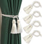 Fenghuangwu Handmade Decorative Curtain Tiebacks with Tassel (White, 4P)