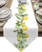 Cotton and Linen Triangle Table Runners, 72 Inches Long, Summer Lemons White Floral Swirls for Wedding Party Decoration