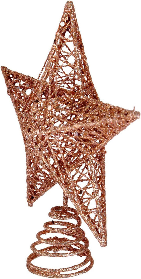 BinaryABC Christmas Tree Topper Star, Glittering Christmas Tree Decoration Ornaments, 20cm (Rose Gold)