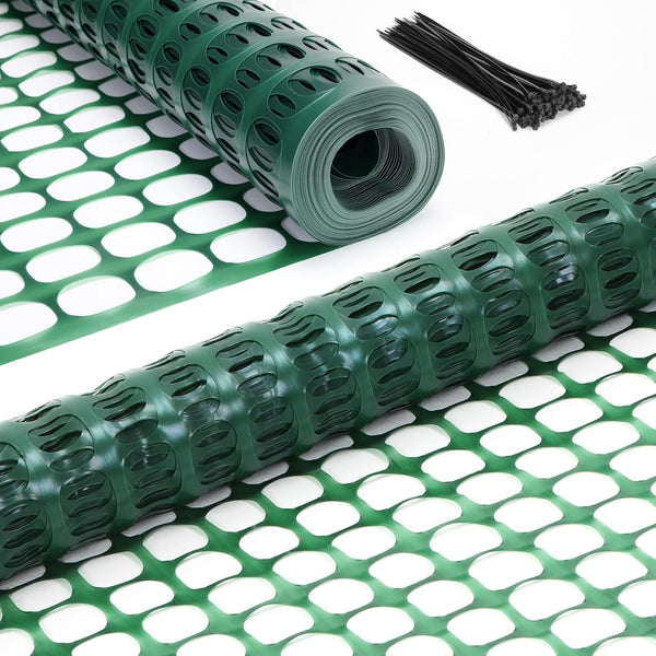 Ohuhu Plastic Garden Fence Safety Fence, 4'x100'/10.7LB Reusable Netting Plastic Mesh Fence