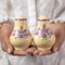 City to Cottage Ceramic Salt and Pepper Shakers Set, Handcrafted Cream Lavender Floral Spice Shakers for Farmhouse