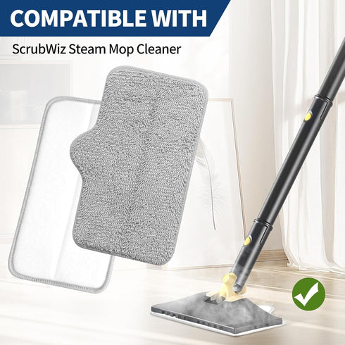 6 Pack Steam Mop Pads Compatible with ScrubWiz & LABIGO Steam Mop Cleaner - Washable and Reusable Microfiber