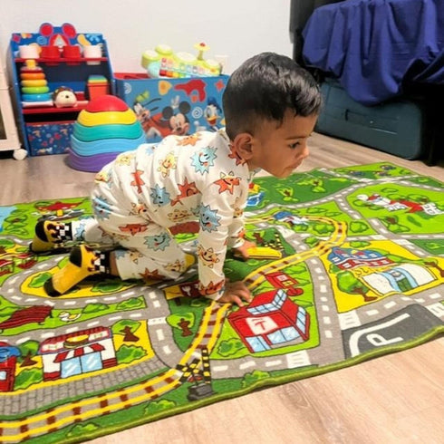 60"x32",Train Booooom Jackson Car Rug with Exquisite Box,Washable Rug Kids Area Rug Play Mat Track Car Mat,Children Non
