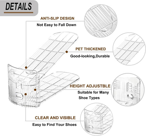 Copidrum Closet 12Pack Shoe Slots Organizer for Adjustable Shoe Stacker Organizer Storage Shoe Rack Space Saver Storage