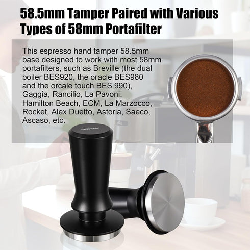 58.5mm Espresso Hand Tamper, Dual Calibrated Spring Loaded Coffee Tamper with Stainless Steel Flat Base