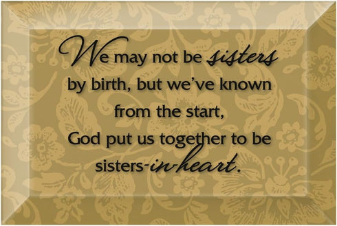 DEXSA Sisters In Heart Beveled Glass Plaque with Easel - Made in the USA