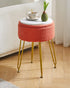 WBD010J IBUYKE Teddy Velvet Storage Footrest Stool Ottoman, Makeup Vanity Stool Side Table with Removable Cover, Golden