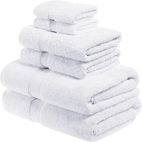 Superior Egyptian Cotton Solid Towel Set, 6PC, Monaco White