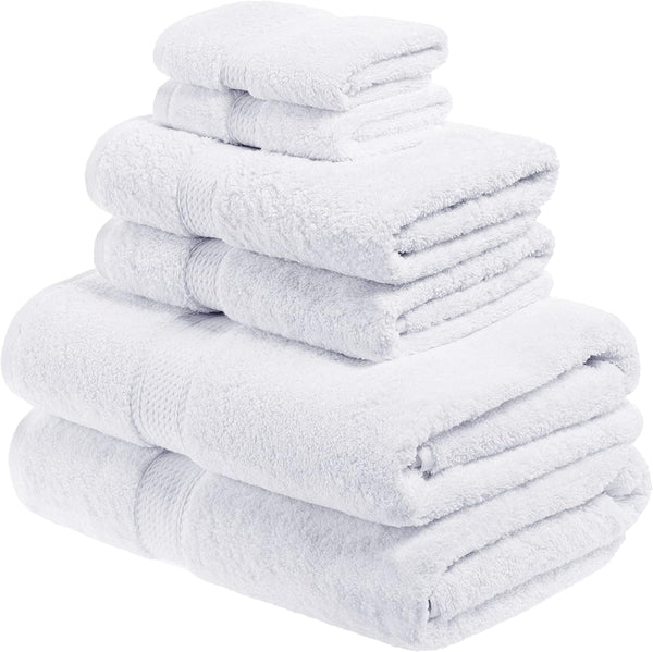 Superior Egyptian Cotton Solid Towel Set, 6PC, Monaco White