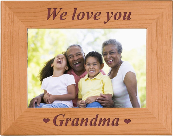 CustomGiftsNow We Love You Grandma - Engraved Wood Picture Frame, Fits 4x6-inch Photo