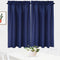 Tier Curtains | Waffle Weave Textured Short Curtains for Bathroom | 30" x 45", Navy Blue, Set of 2