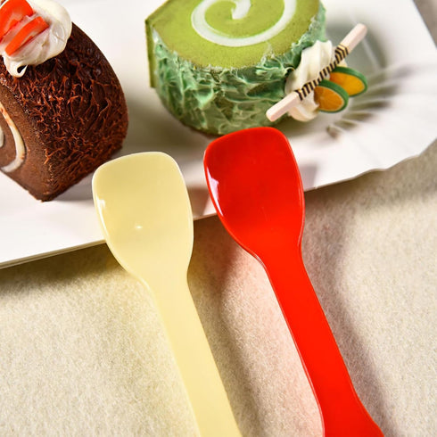 JAMOGOU 100 Pieces Ice Cream Scoops, Disposable Cake Spoon, Plastic Yogurt Pudding Spoon - Black