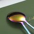 Kyraton Rainbow Serving Set, 4 Piece Titanium Plated Utensils, Includes 2 Spoons and 2 Slotted Spoons
