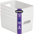 Superio Ribbed Collection - Decorative Plastic Open Home Storage Bins, Medium White (4 Pack) Container Boxes for
